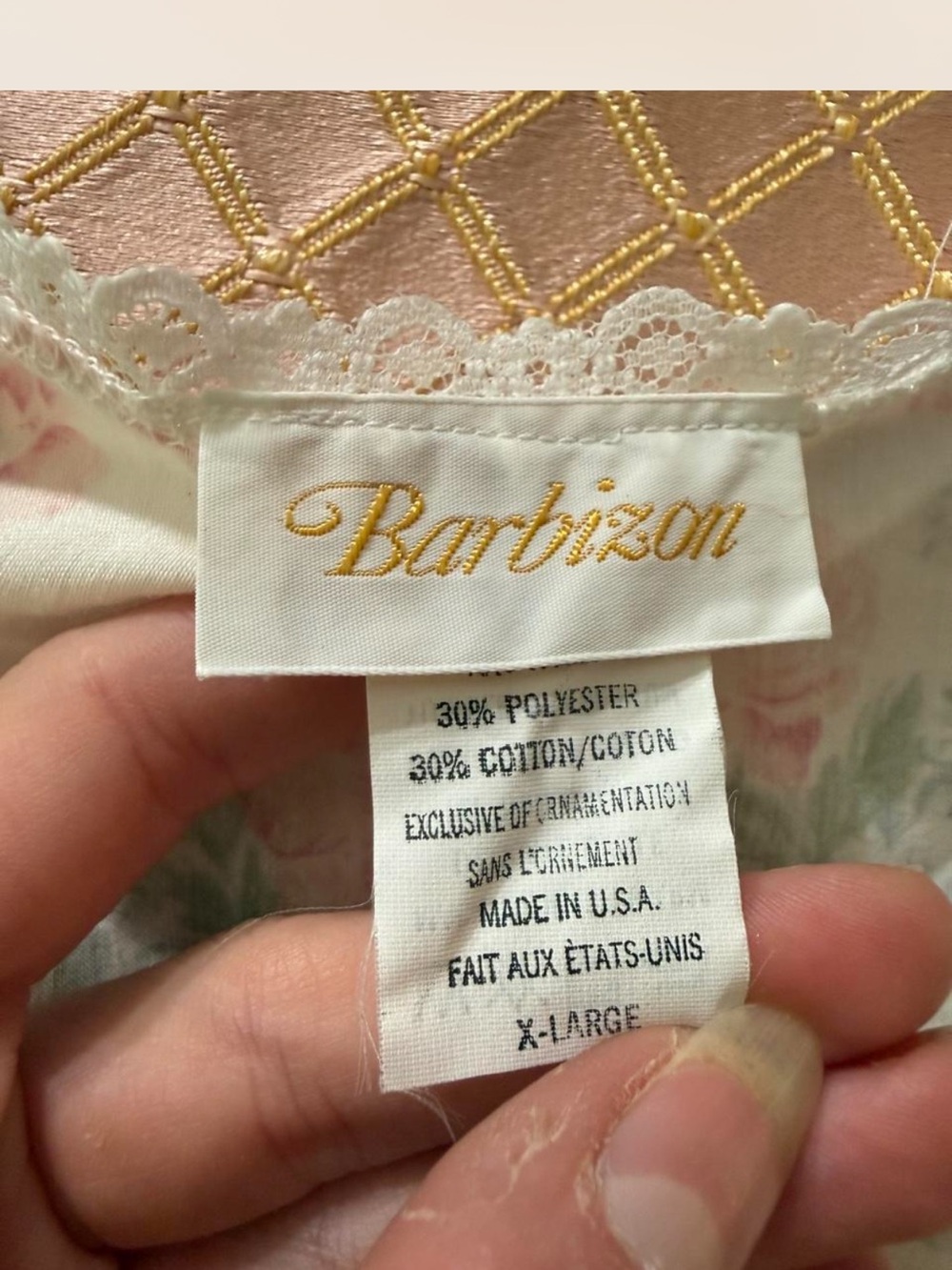 NWT Vintage 1980s Barbizon Floral Lace-Trim Cotton Blend Nightgown - Picture 4 of 7